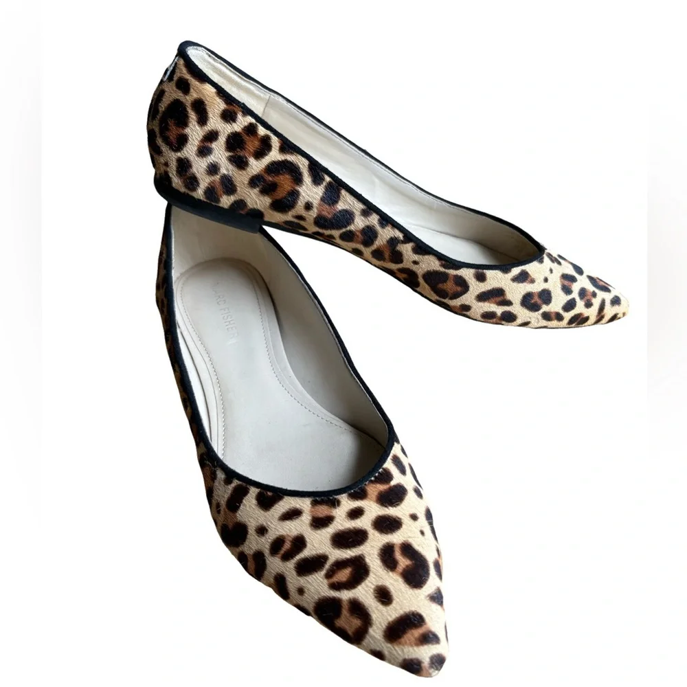 Marc Fisher Brown and Black Cow Fur Flats Sleek Pointed-Toe Loafers Size 7.5 EUC - Picture 3 of 11